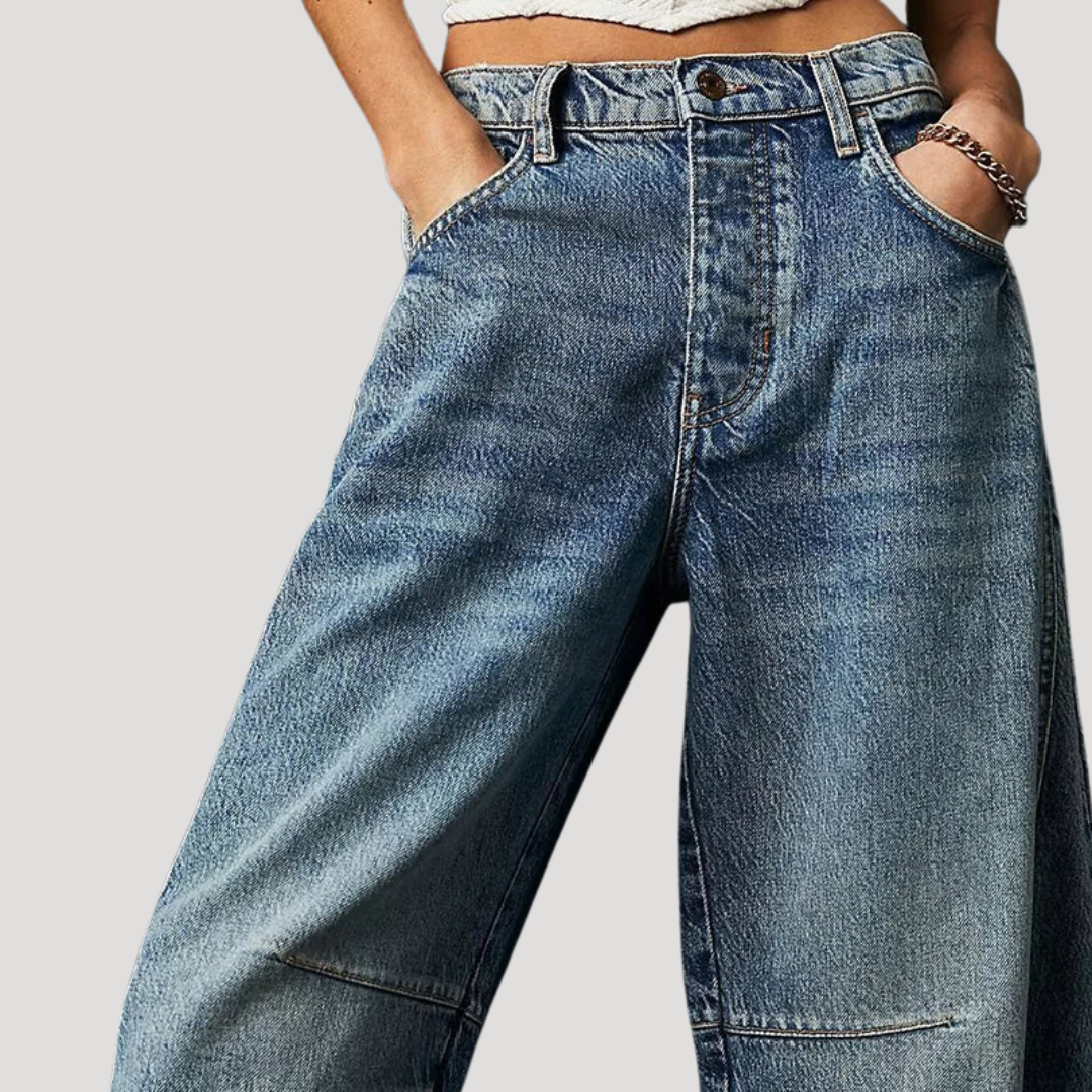 Women’s Leopard Print Barrel Leg Jeans