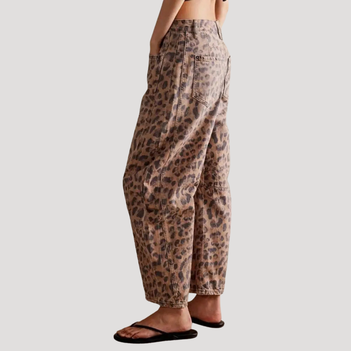 Women’s Leopard Print Barrel Leg Jeans