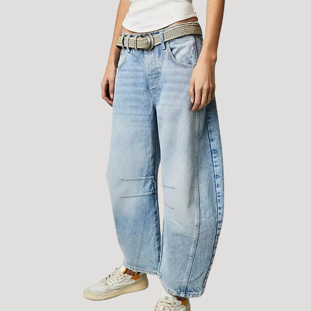 Women’s Leopard Print Barrel Leg Jeans