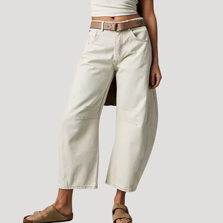 Women’s Leopard Print Barrel Leg Jeans