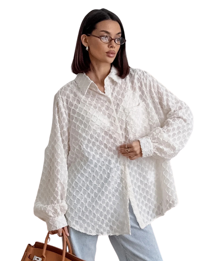 Women’s Long Sleeve Button-Front Shirt with Collar