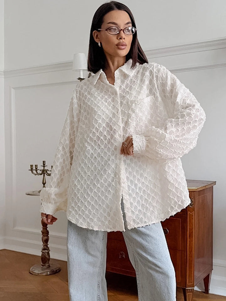 Women’s Long Sleeve Button-Front Shirt with Collar
