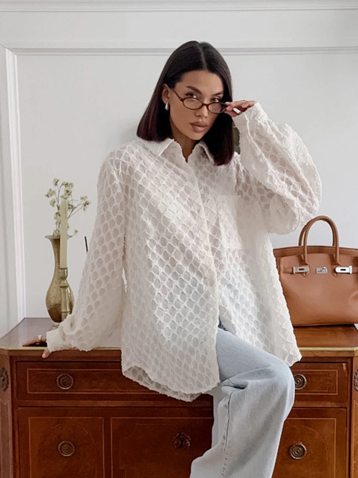 Women’s Long Sleeve Button-Front Shirt with Collar
