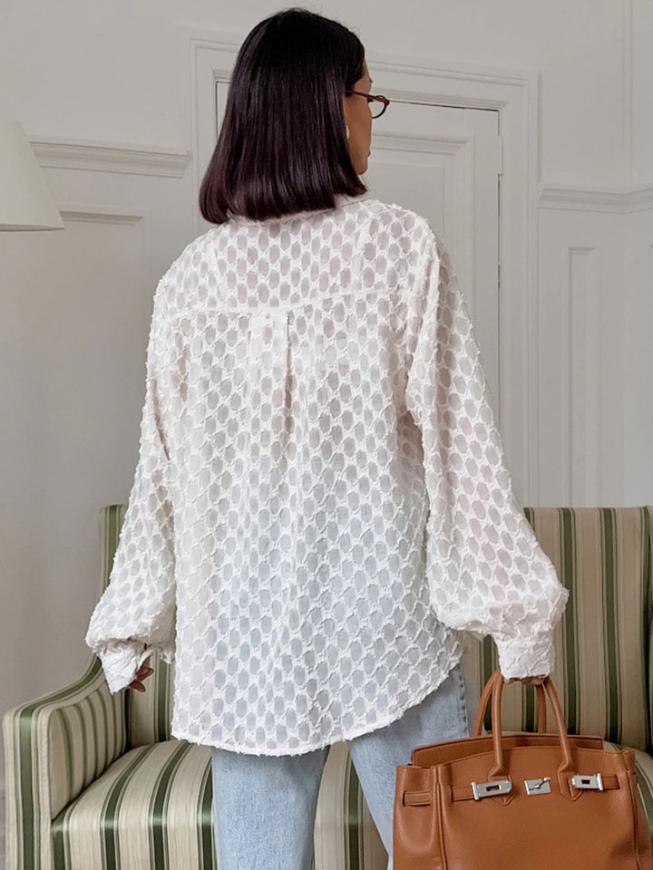 Women’s Long Sleeve Button-Front Shirt with Collar