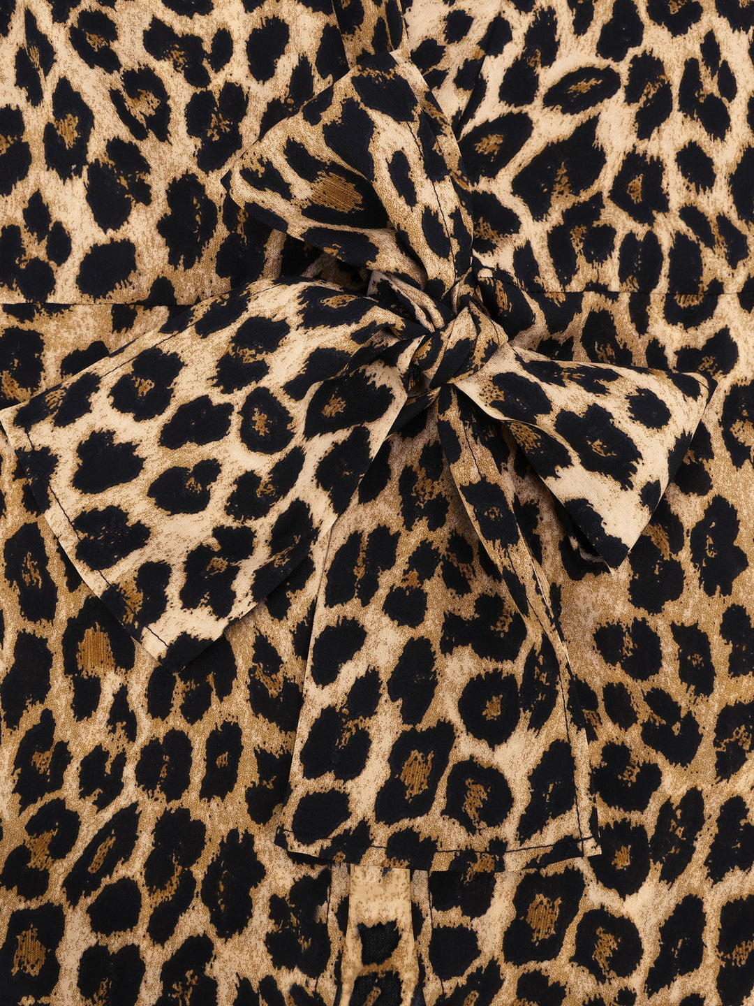 Women’s Long Sleeve Tie Waist Wrap Blouse Leopard Print