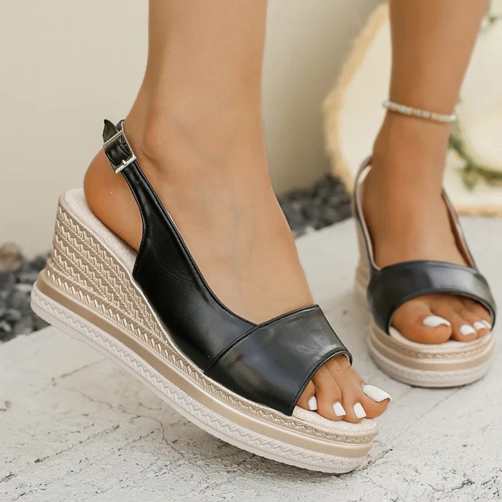 Women's Open Toe Platform Sandals with Espadrille Sole and Slingback Strap