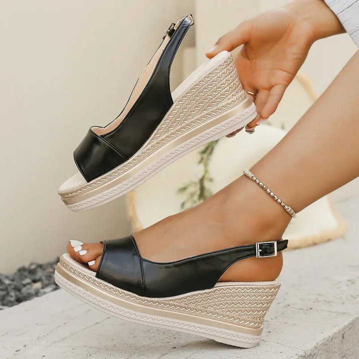 Women's Open Toe Platform Sandals with Espadrille Sole and Slingback Strap