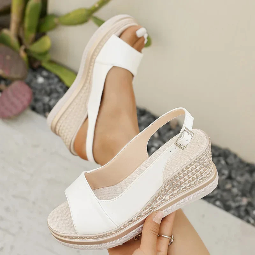 Women's Open Toe Platform Sandals with Espadrille Sole and Slingback Strap