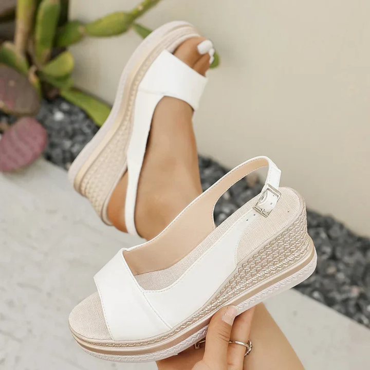 Women's Open Toe Platform Sandals with Espadrille Sole and Slingback Strap