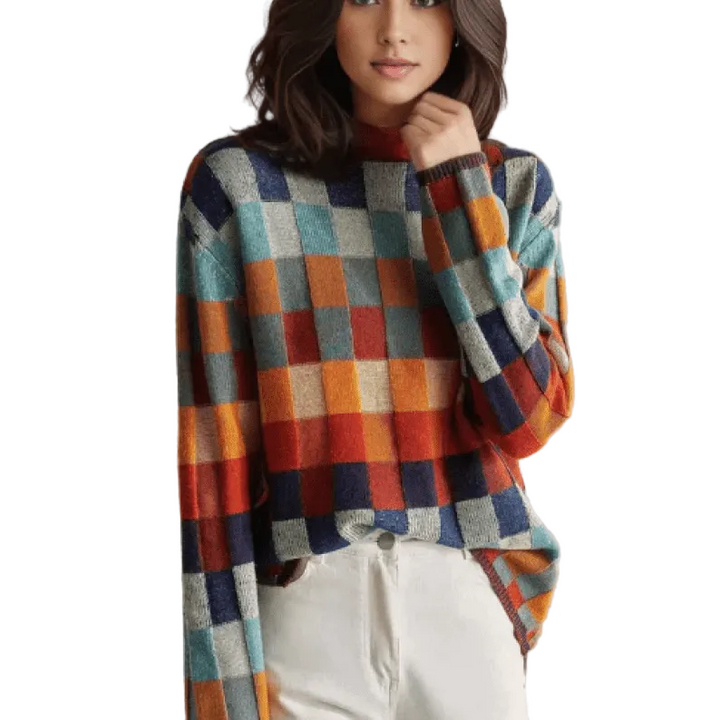 Women’s Multicolor Knit Turtleneck Sweater