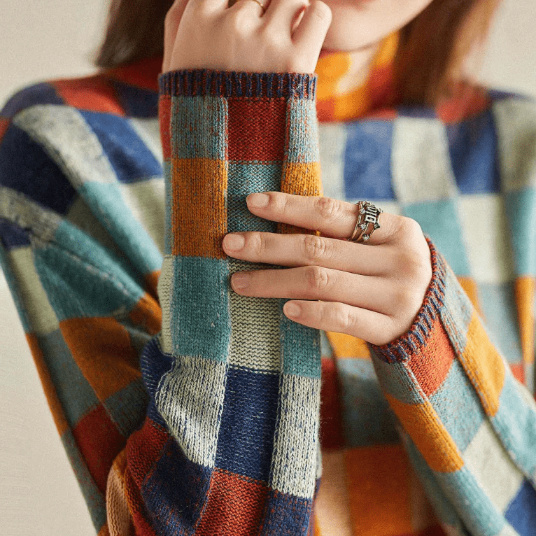 Women’s Multicolor Knit Turtleneck Sweater