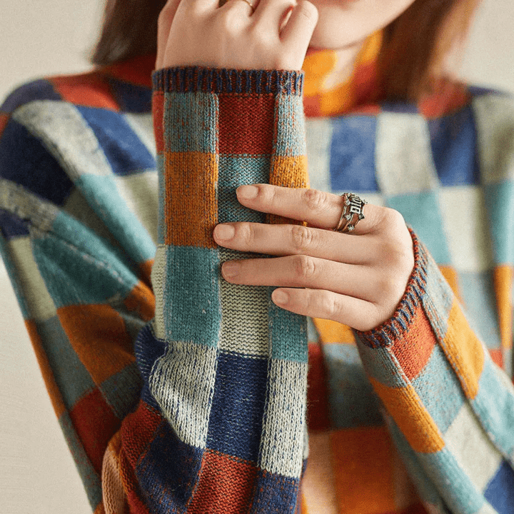 Women’s Multicolor Knit Turtleneck Sweater