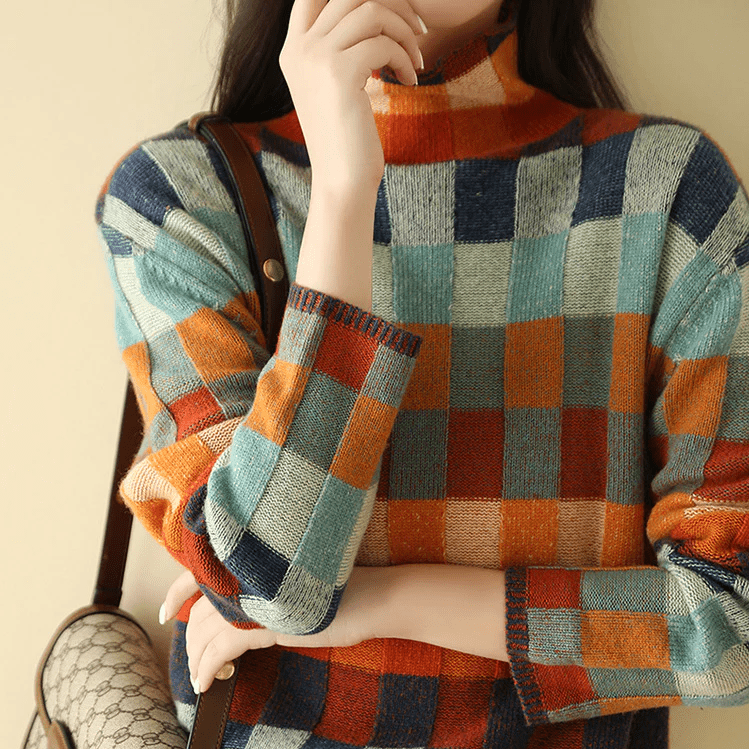 Women’s Multicolor Knit Turtleneck Sweater