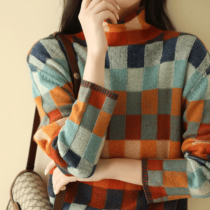 Women’s Multicolor Knit Turtleneck Sweater
