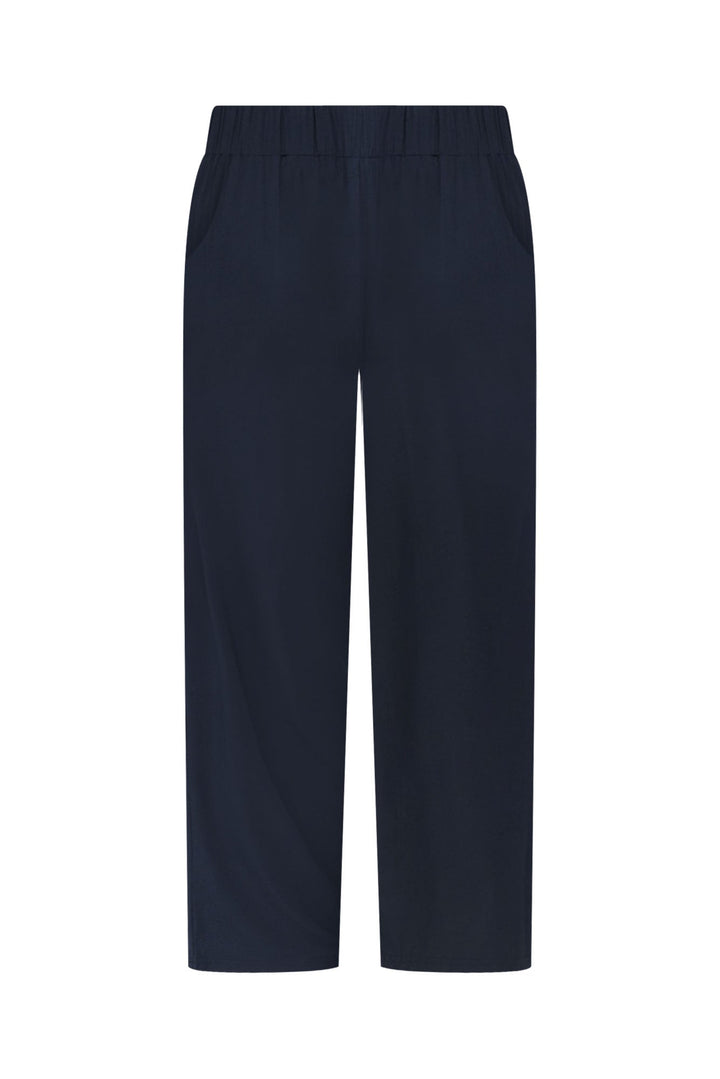 Women’s Navy Bamboo Elastic Waist Straight Leg Pants