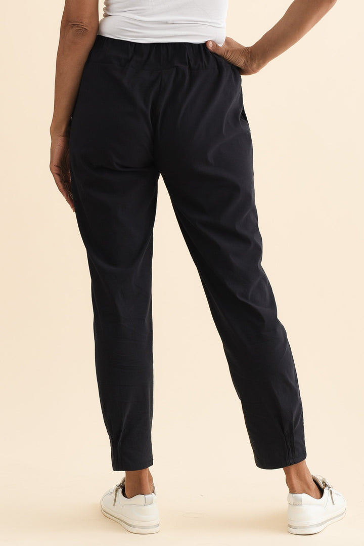 Women’s Navy Elastic Waist Straight Leg Pants