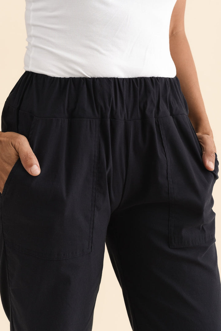 Women’s Navy Elastic Waist Straight Leg Pants