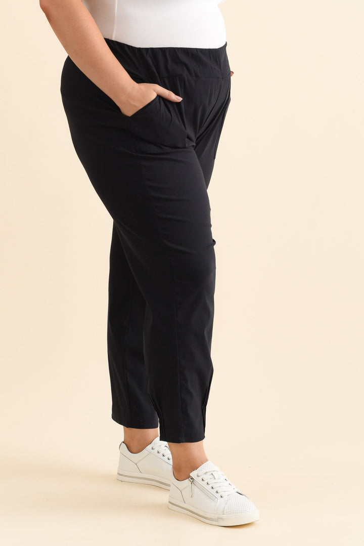 Women’s Navy Elastic Waist Straight Leg Pants