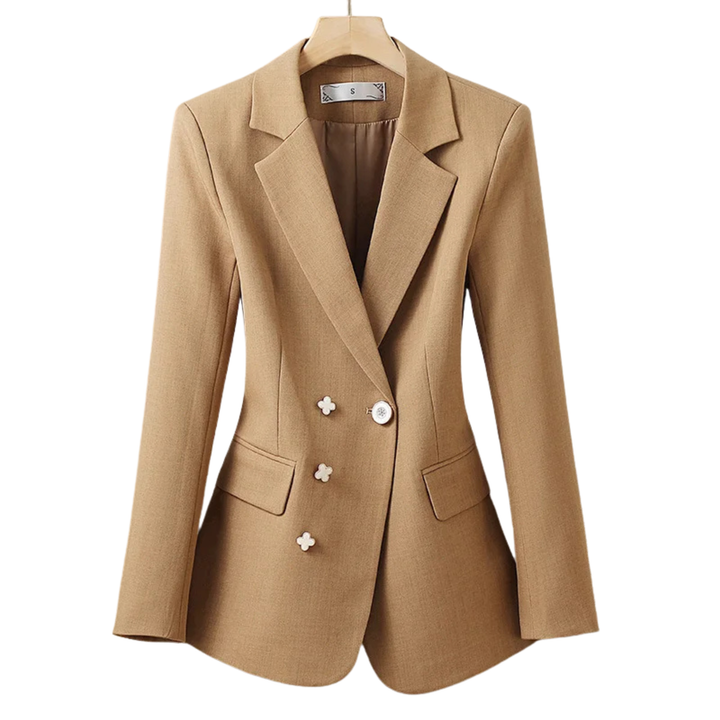 Women’s Notch Lapel Blazer with Single Button Closure and Flap Pockets