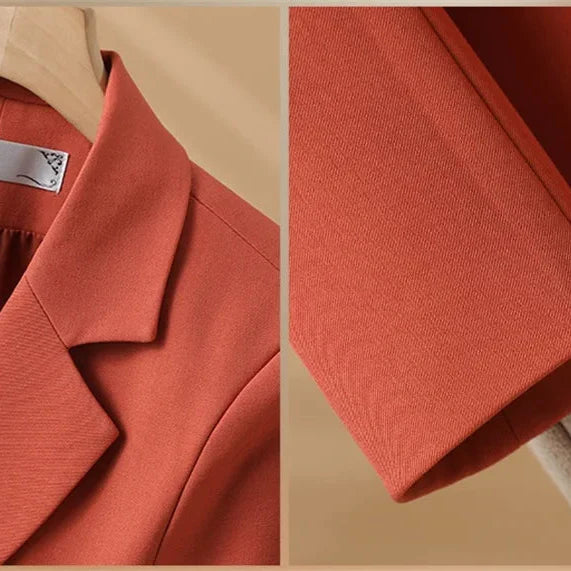 Women’s Notch Lapel Blazer with Single Button Closure and Flap Pockets