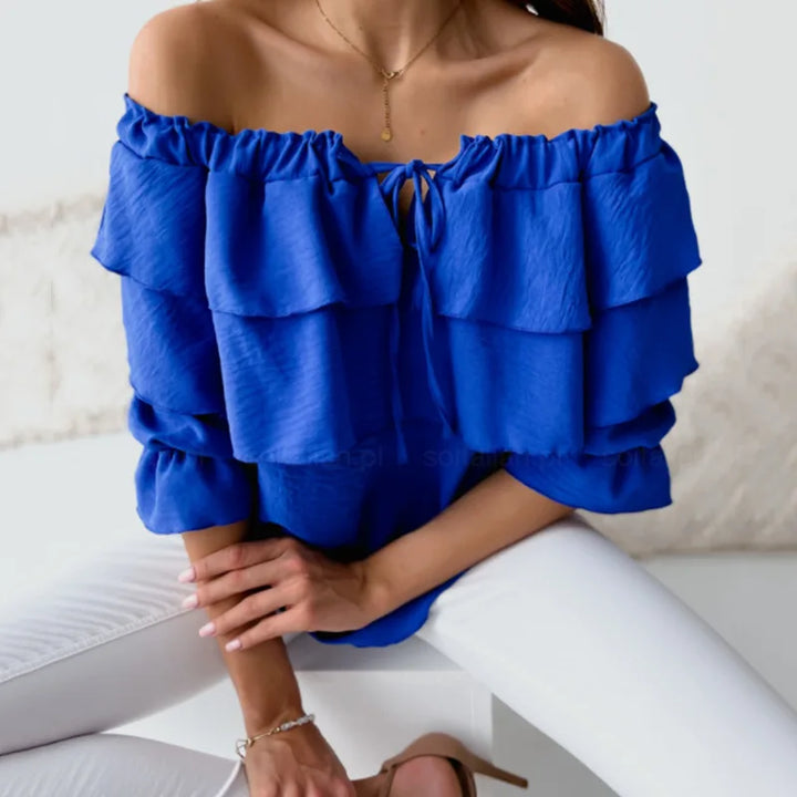 Women’s Off-Shoulder Long Sleeve Ruffled Top