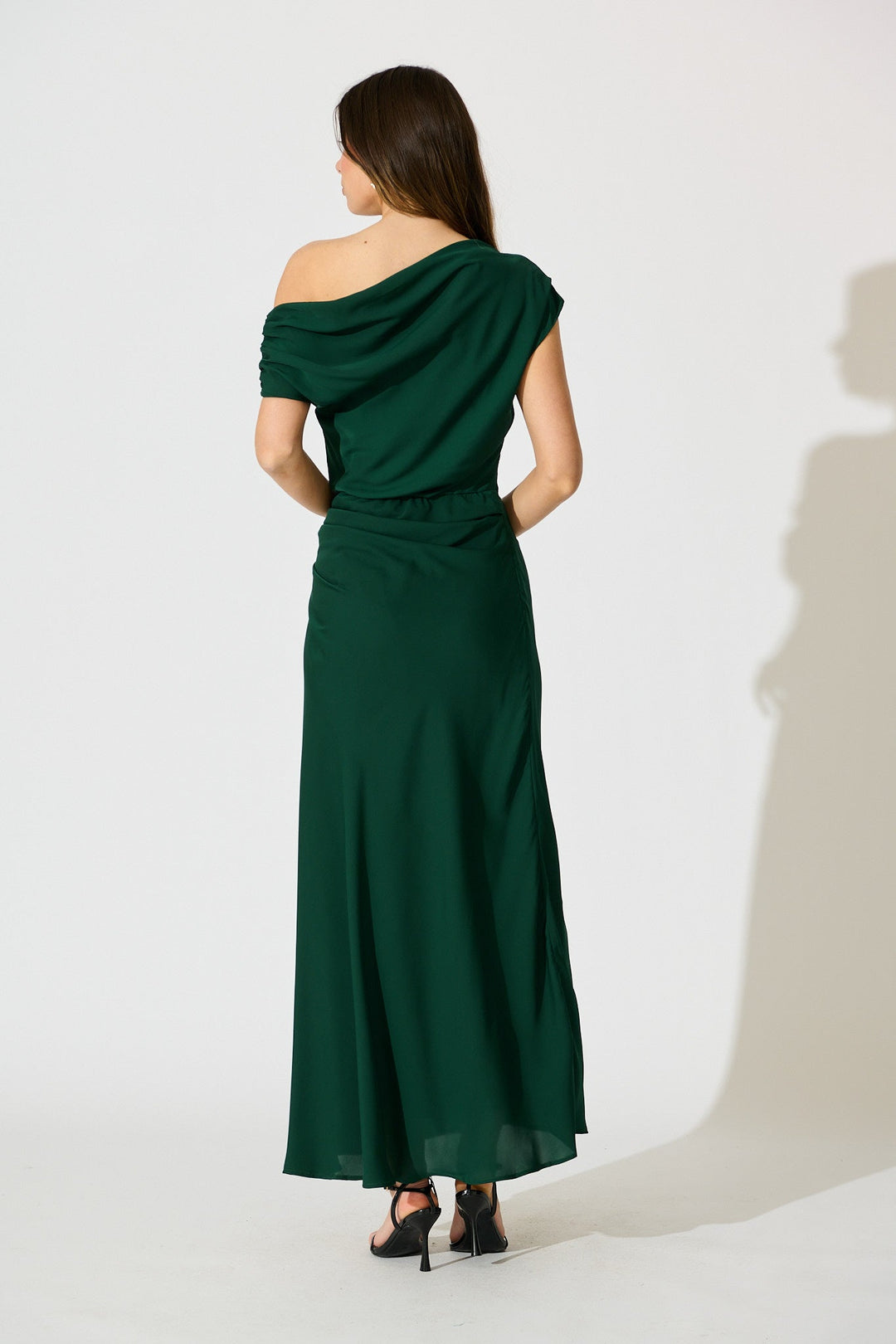 Women’s Draped One Shoulder Gathered Maxi Dress