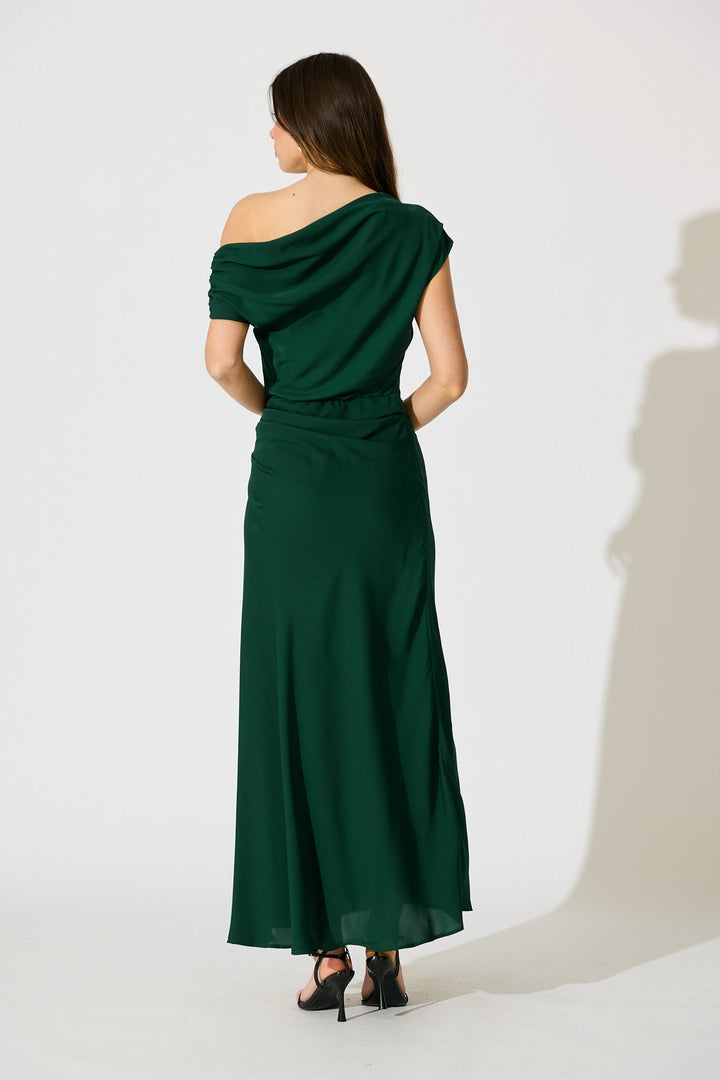 Women’s Draped One Shoulder Gathered Maxi Dress