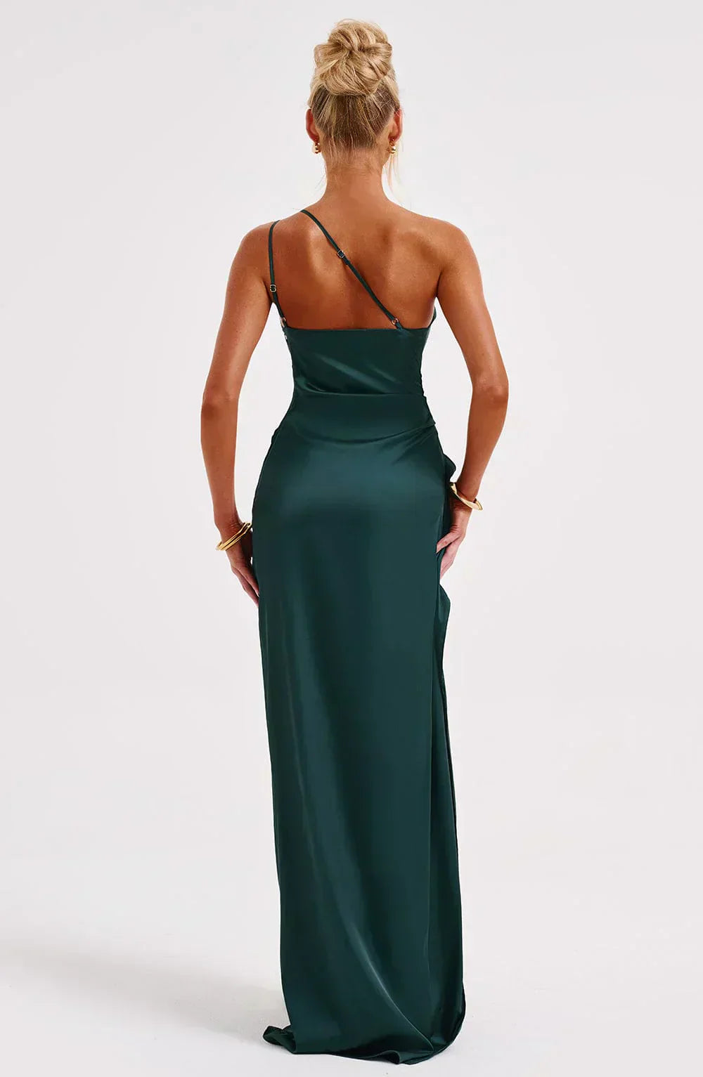 Women’s One Shoulder Draped Split Front Maxi Dress