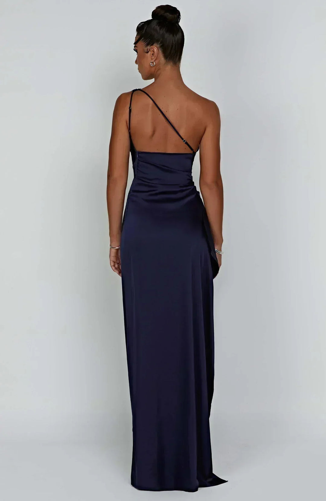 Women’s One Shoulder Draped Split Front Maxi Dress