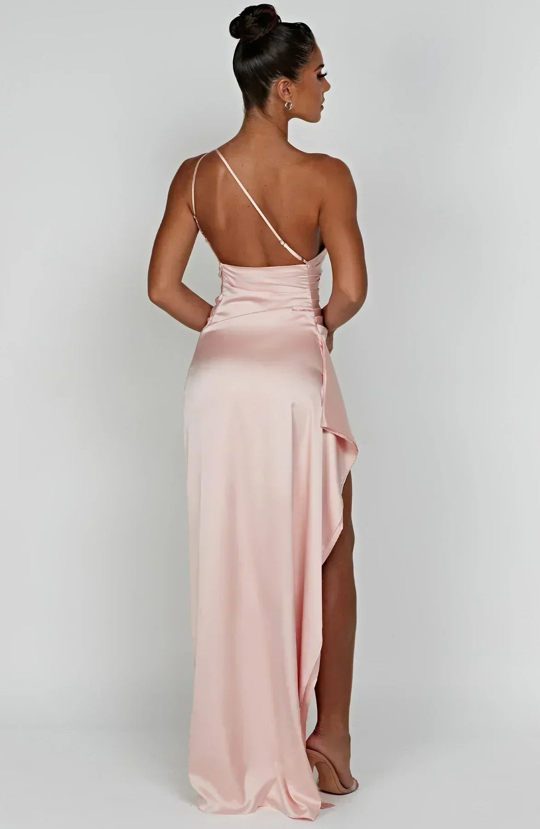 Women’s One Shoulder Draped Split Front Maxi Dress