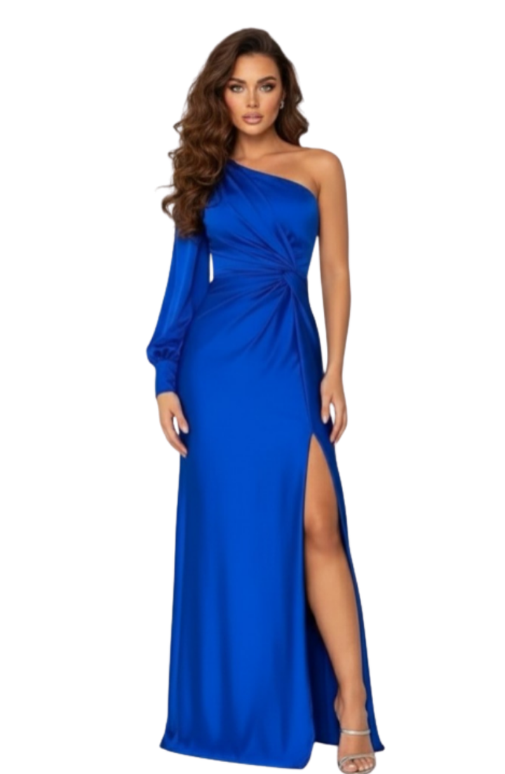 Women's One Shoulder Maxi Dress with Twist Front and Side Slit