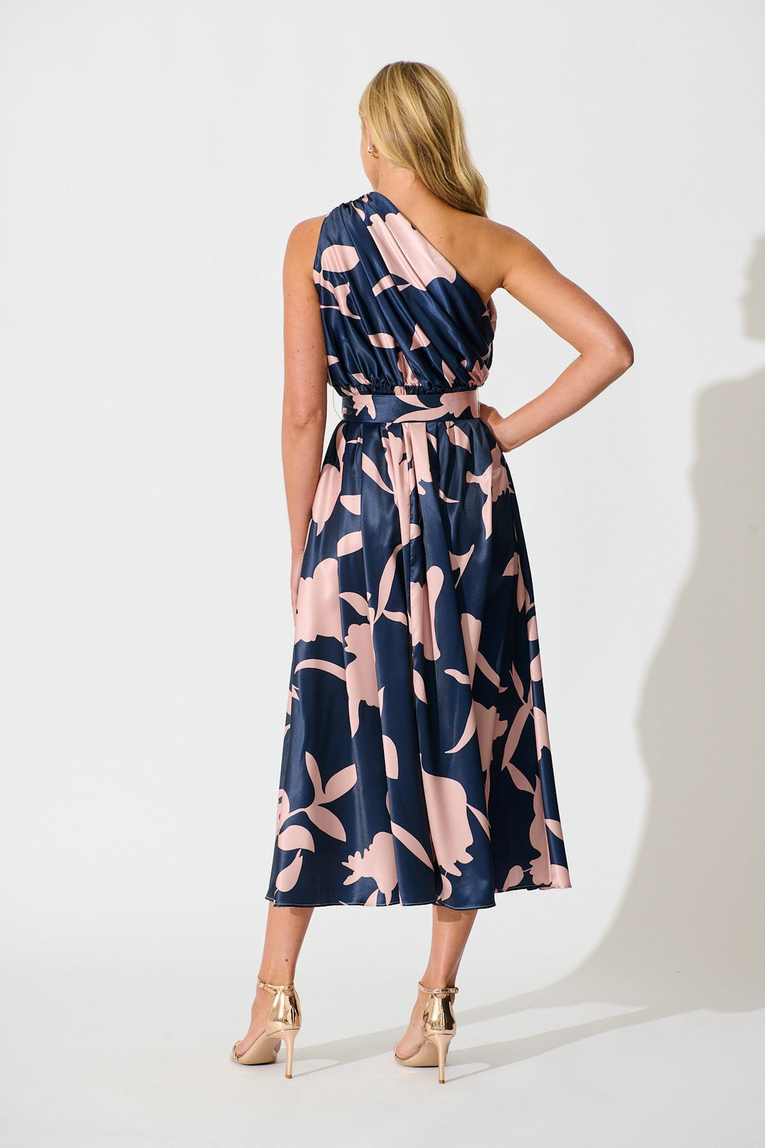 Women’s One Shoulder Printed Midi Dress