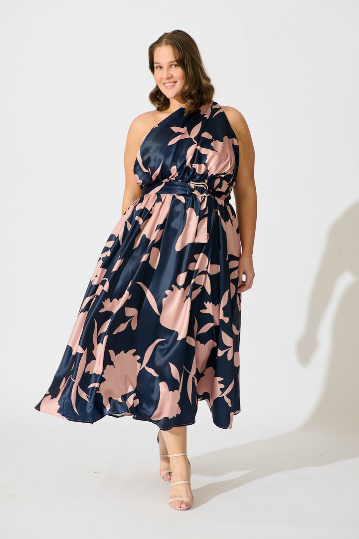 Women’s One Shoulder Printed Midi Dress