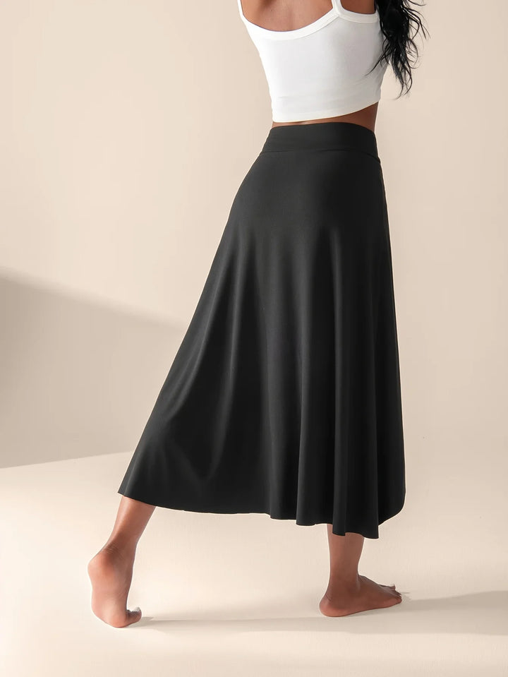 Women's High Waist Wrap Front Midi Skirt with Rear Flare