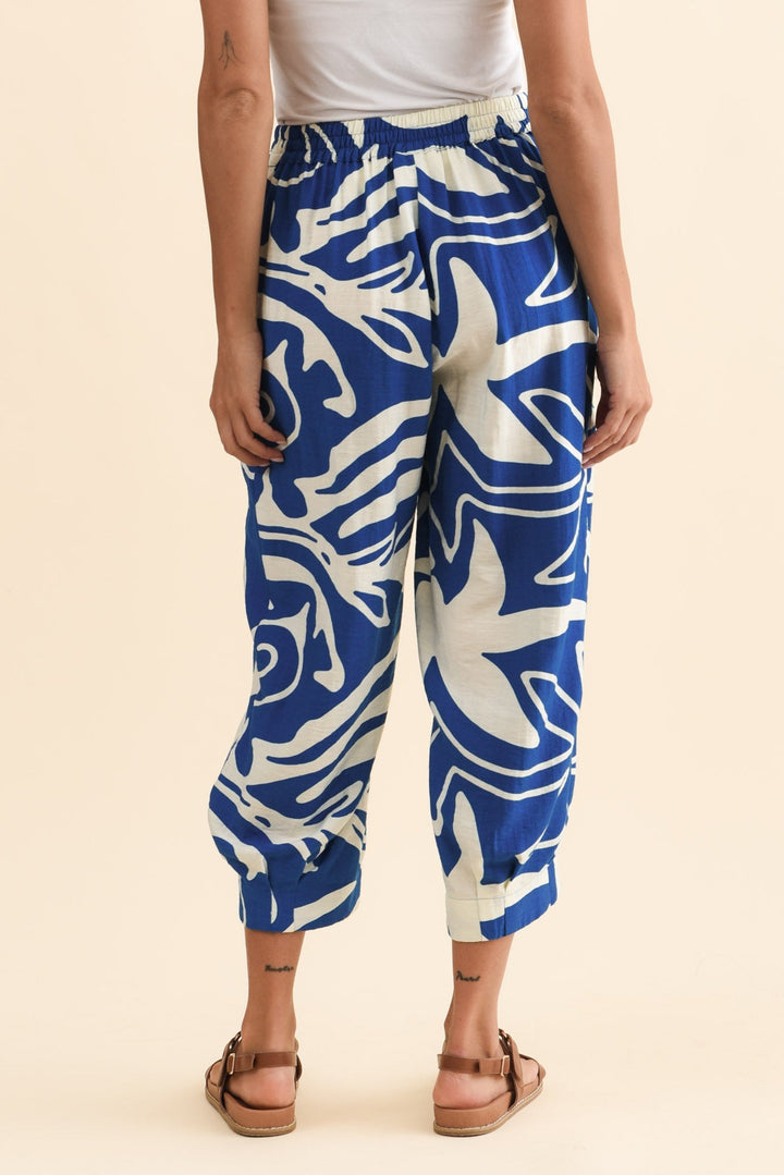 Women’s Palm Print Wide-Leg Cropped Summer Pants