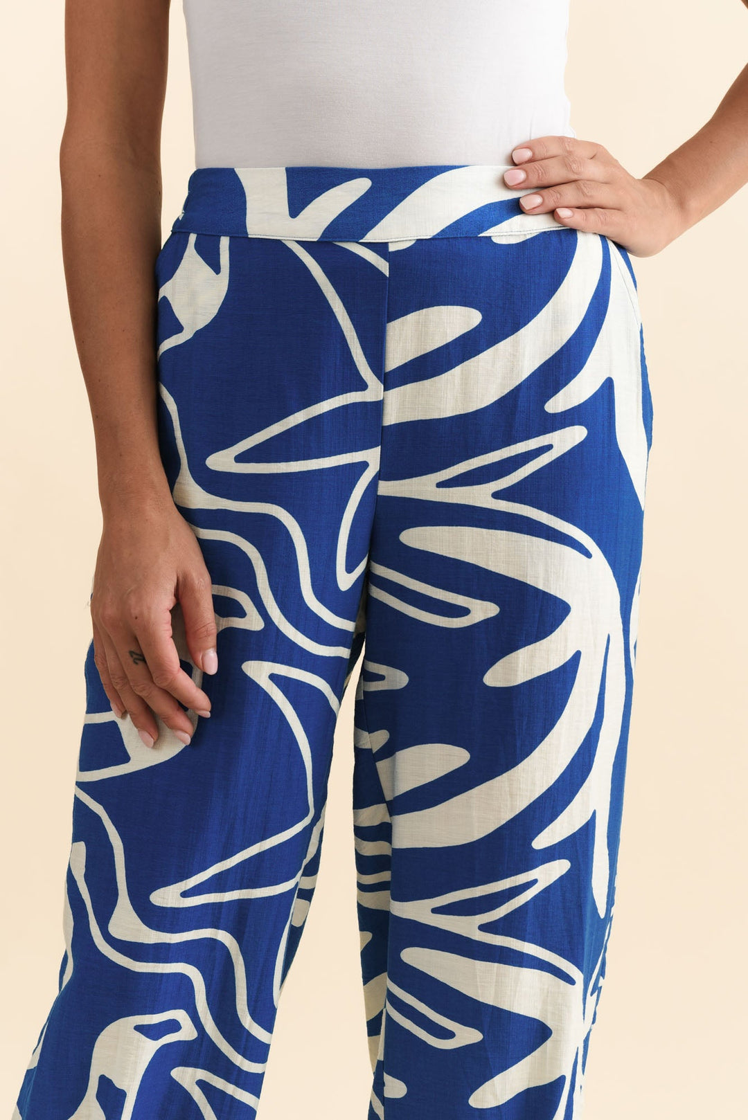 Women’s Palm Print Wide-Leg Cropped Summer Pants
