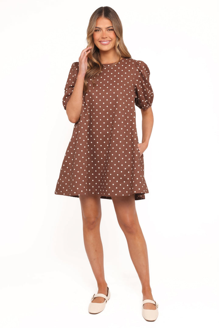 Women’s Polka Dot Puff Sleeve Mini Dress