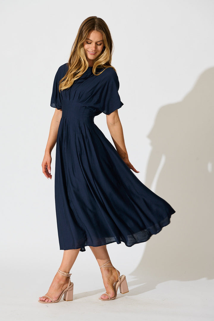 Women’s Round Neck Short Sleeve Maxi Dress