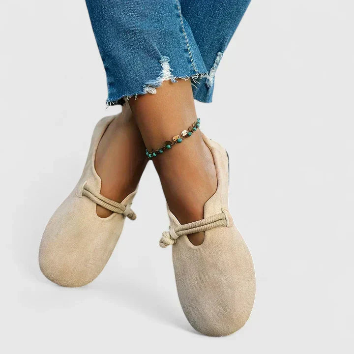 Women’s Rounded Toe Slip-On Flats with Rope Strap Detail