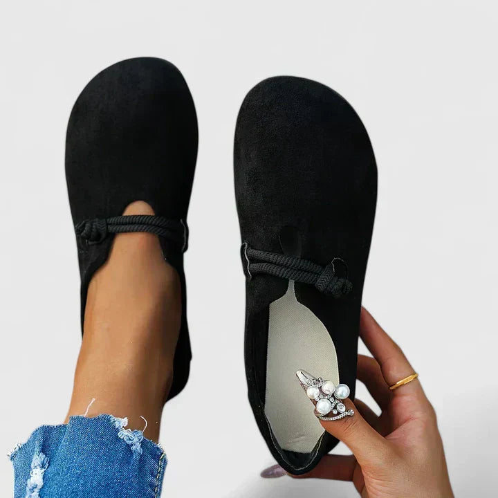 Women’s Rounded Toe Slip-On Flats with Rope Strap Detail