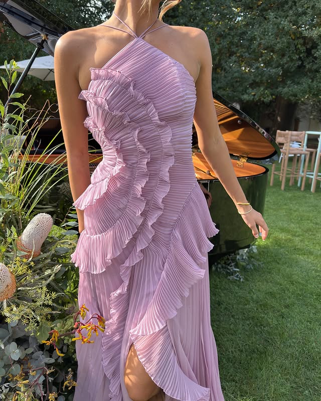 Women’s Ruffled Halter Neck Maxi Dress