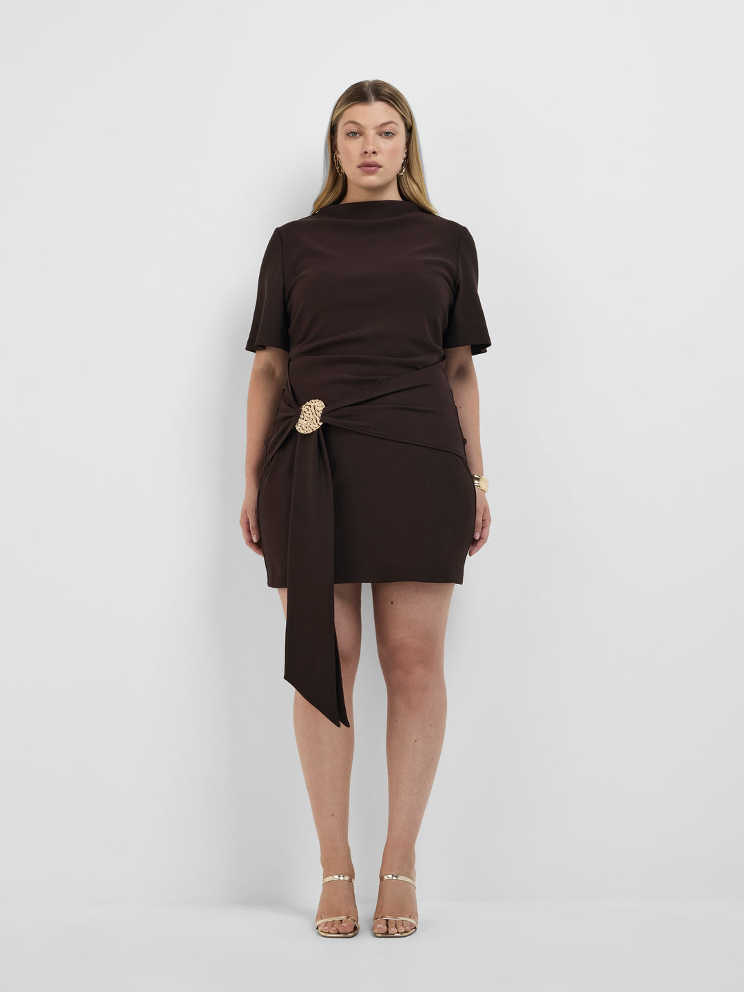 Women’s Short Sleeve Draped Front Mini Dress