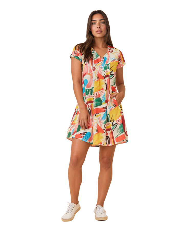 Women’s Short Sleeve V-Neck Printed Dress