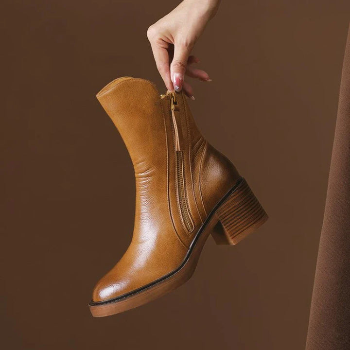 Women’s Side Zip Ankle Boots with Tassel Pull and Block Heel