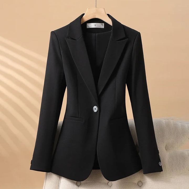 Women’s Single-Button Blazer with Notch Lapel and Front Welt Pockets
