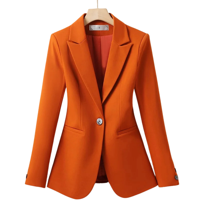 Women’s Single-Button Blazer with Notch Lapel and Front Welt Pockets
