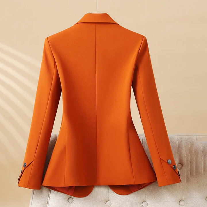 Women’s Single-Button Blazer with Notch Lapel and Front Welt Pockets
