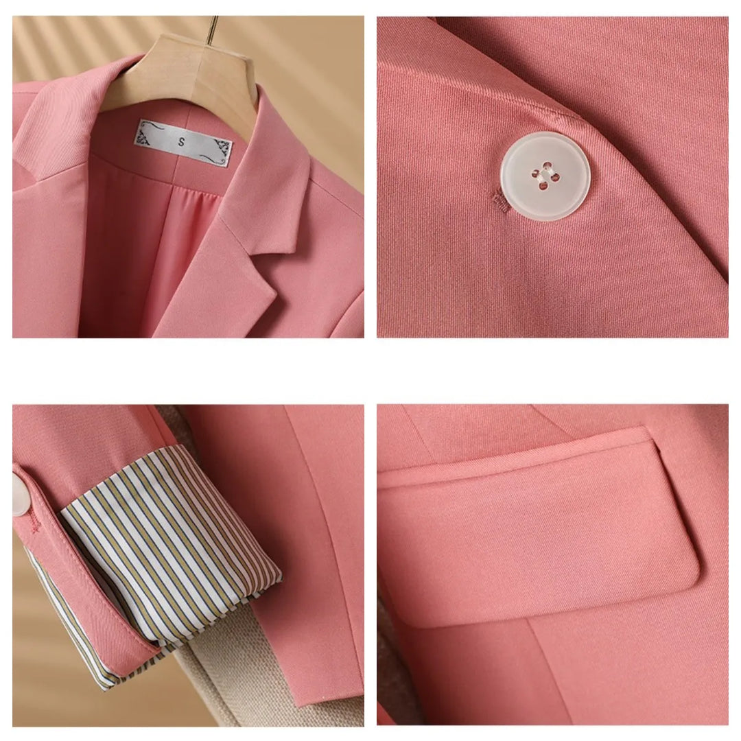 Women's Notched Lapel Single Button Blazer with Flared Hem