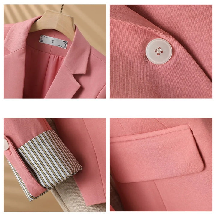 Women's Notched Lapel Single Button Blazer with Flared Hem