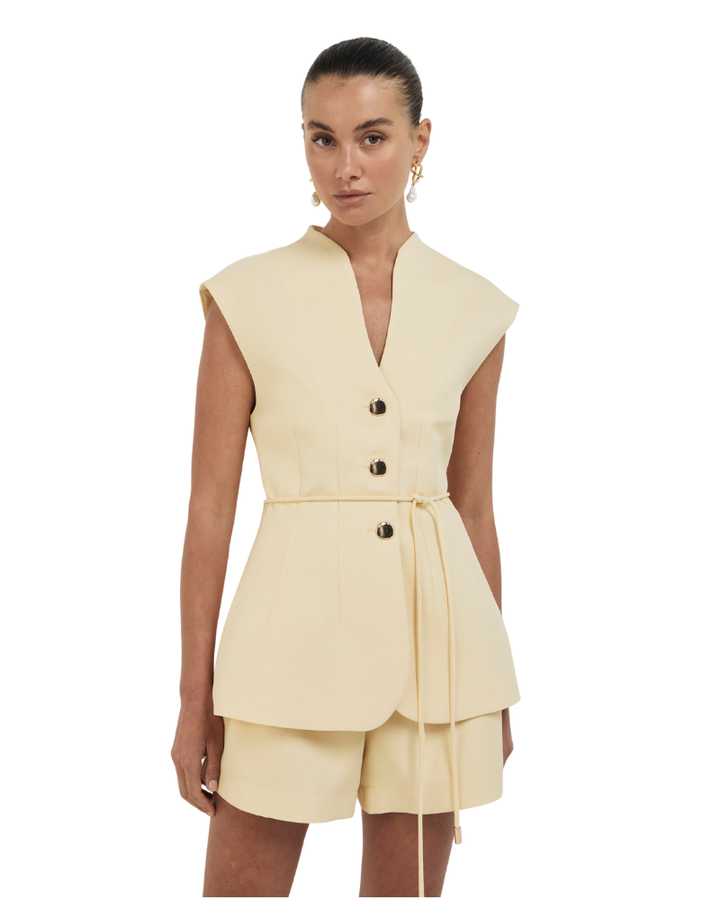 Women’s Sleeveless V-Neck Button-Front Vest Top